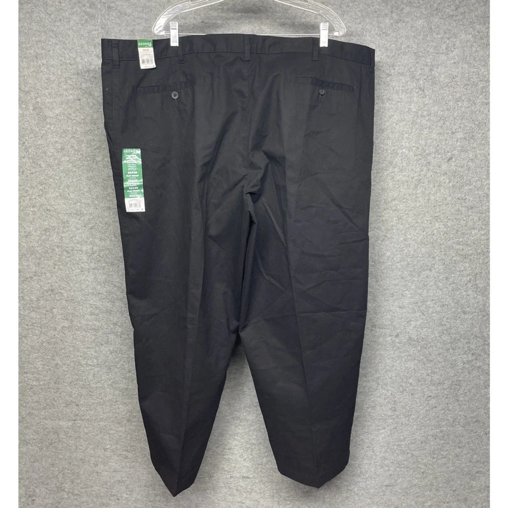 NWT George Fits Men 50x29 Black Classic Fit Flat Front Pants Career Service Wear